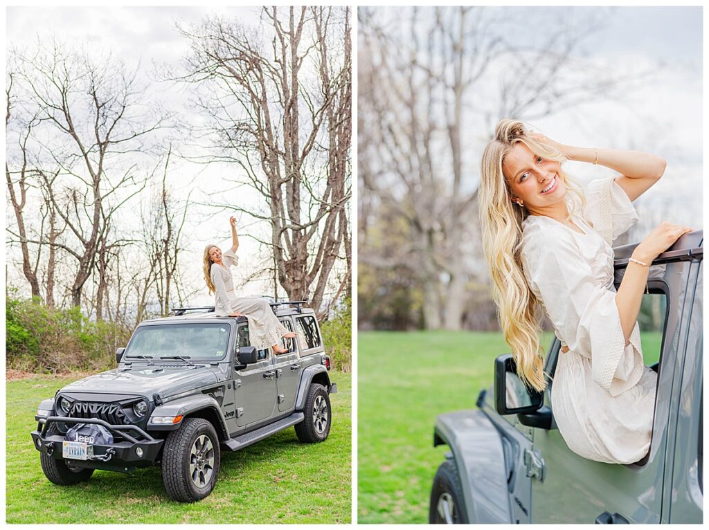 Jeep girl senior photos | senior session at Swannanoa