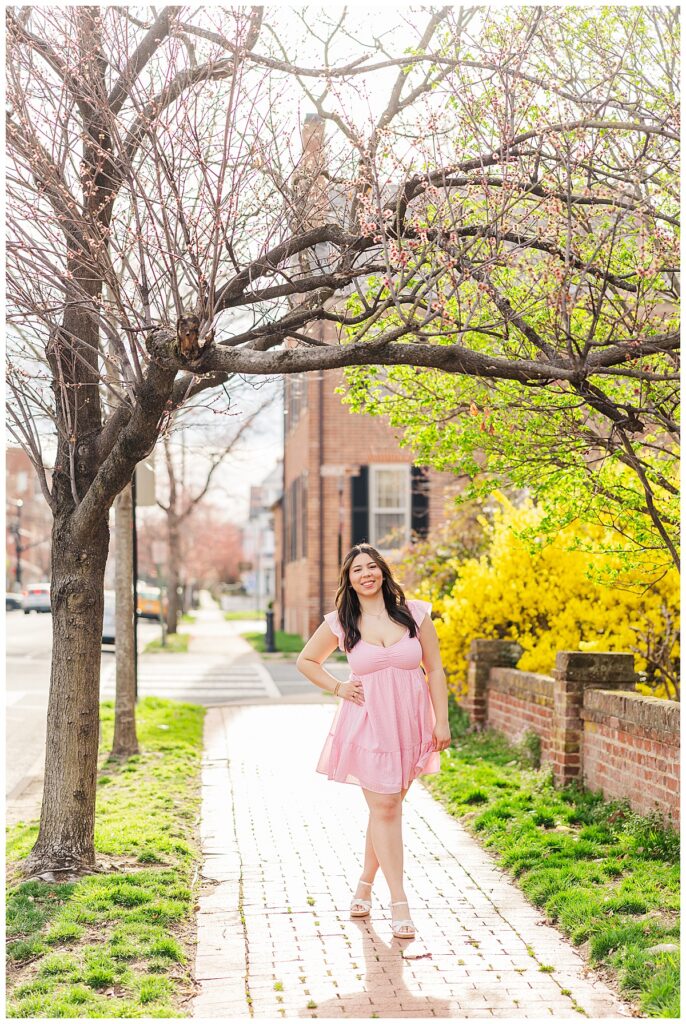Colonial Forge High School senior session in historic, downtown Fredericksburg neighborhood