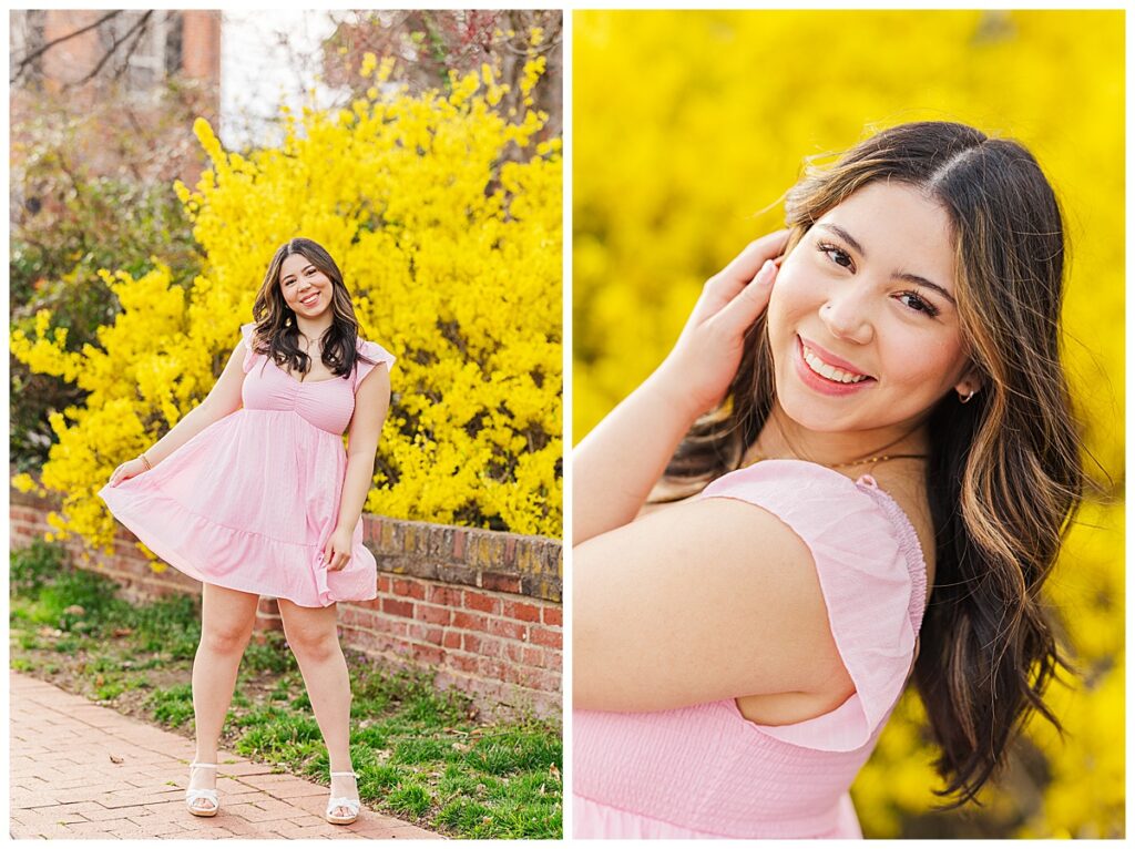 Colonial Forge High School senior session in historic, downtown Fredericksburg neighborhood