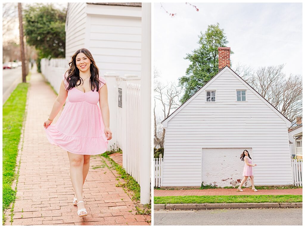 spring senior session in historic Fredericksburg, Virginia