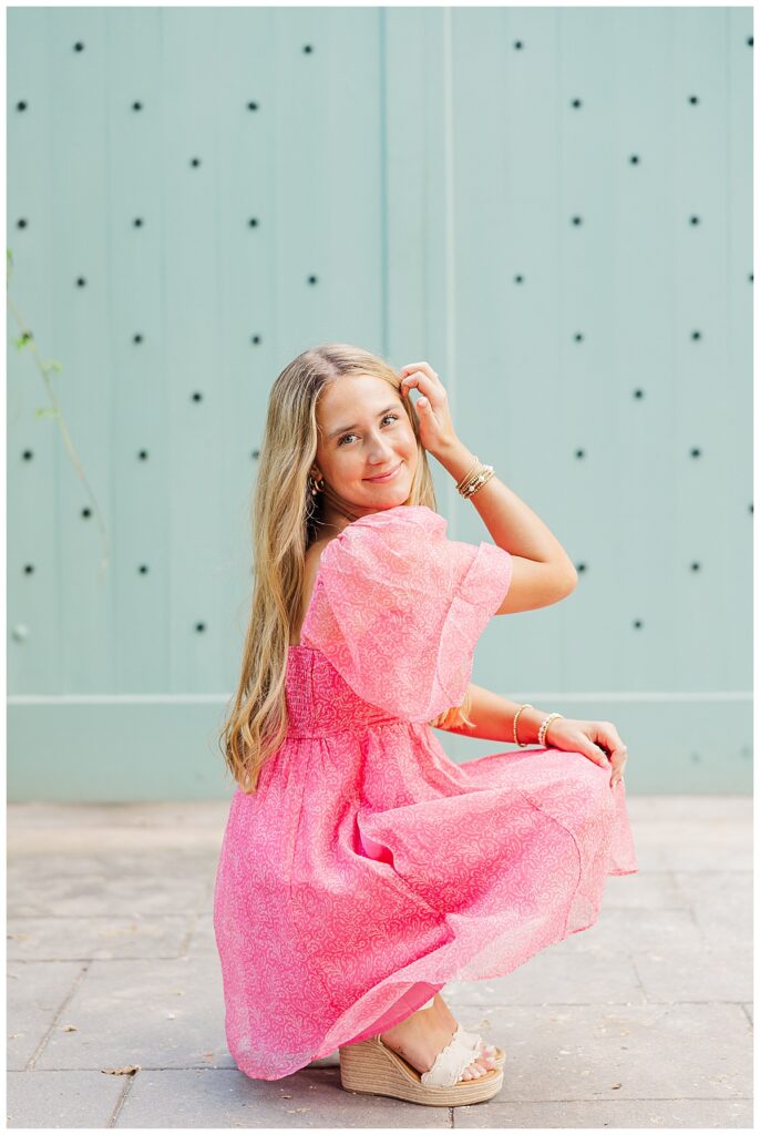 senior session in downtown Richmond with Natalie and her two golden retrievers
