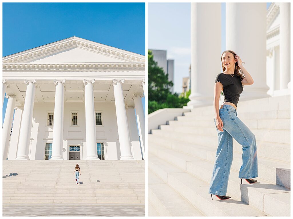 senior pictures at the Richmond capitol building