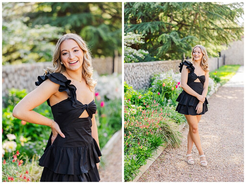 spring senior session at Maymont Park | black dress
