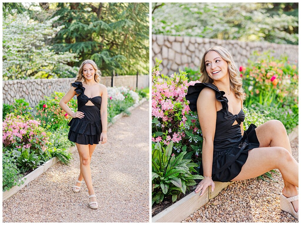 spring senior session at Maymont Park | black dress