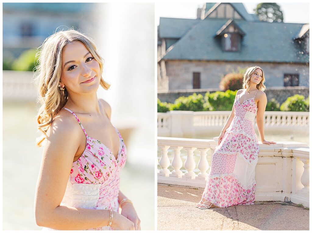 spring senior session at Maymont Park | Pink Alter'd State dress | Richmond senior photographer