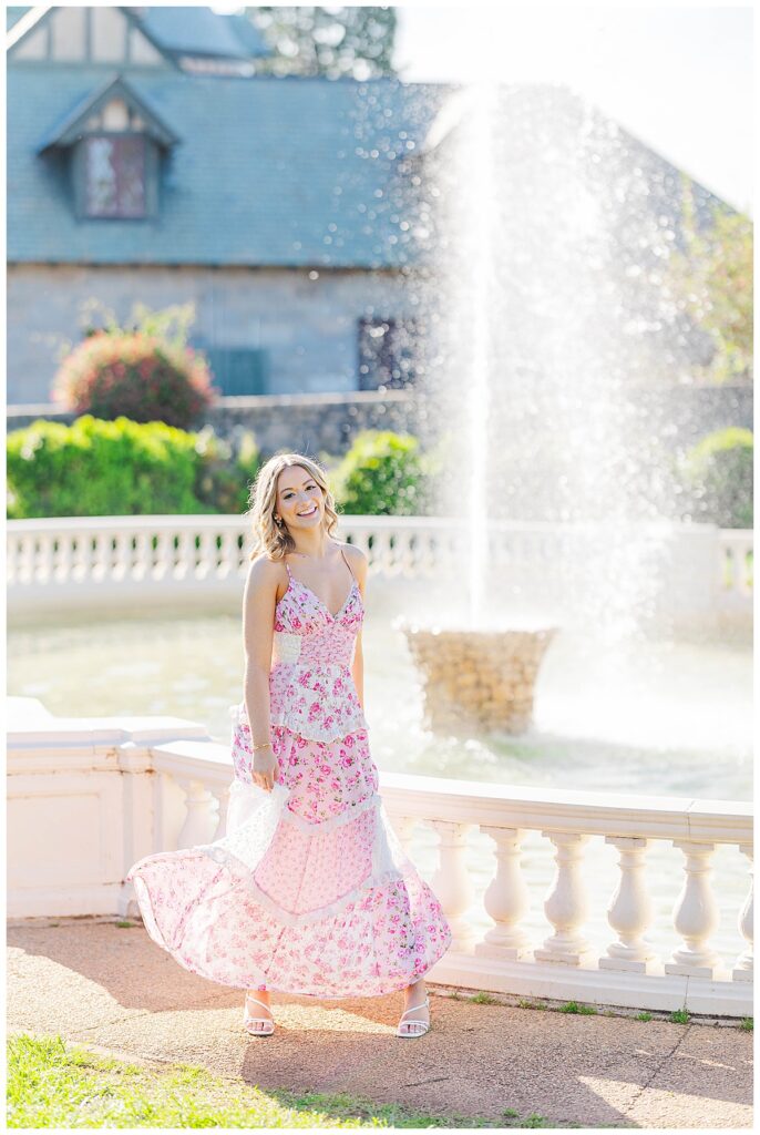 spring senior session at Maymont Park | Pink Alter'd State dress | Richmond senior photographer