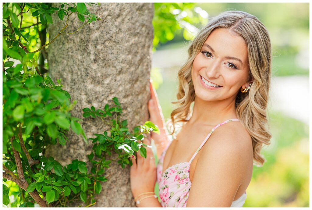spring senior session at Maymont Park | Pink Alter'd State dress | Richmond senior photographer