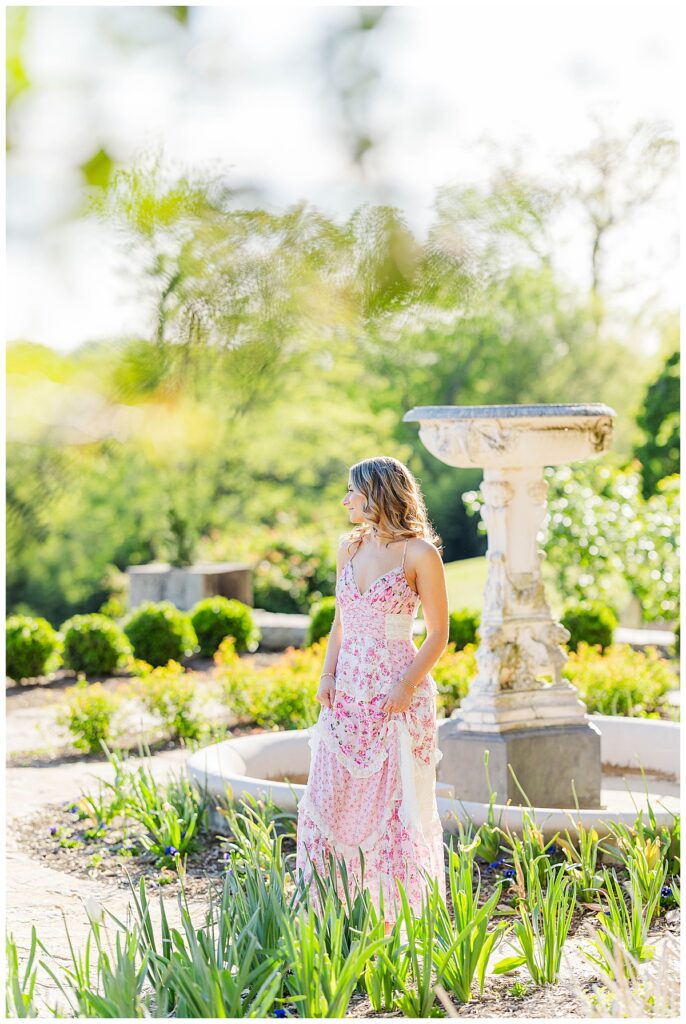 spring senior session at Maymont Park | Pink Alter'd State dress | Richmond senior photographer