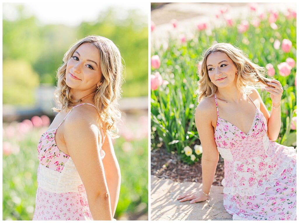 spring senior session at Maymont Park | Pink Alter'd State dress | Richmond senior photographer