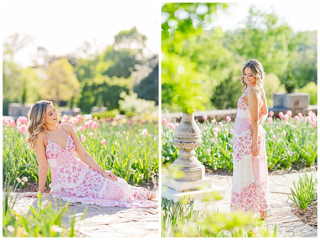 spring senior session at Maymont Park | Pink Alter'd State dress | Richmond senior photographer
