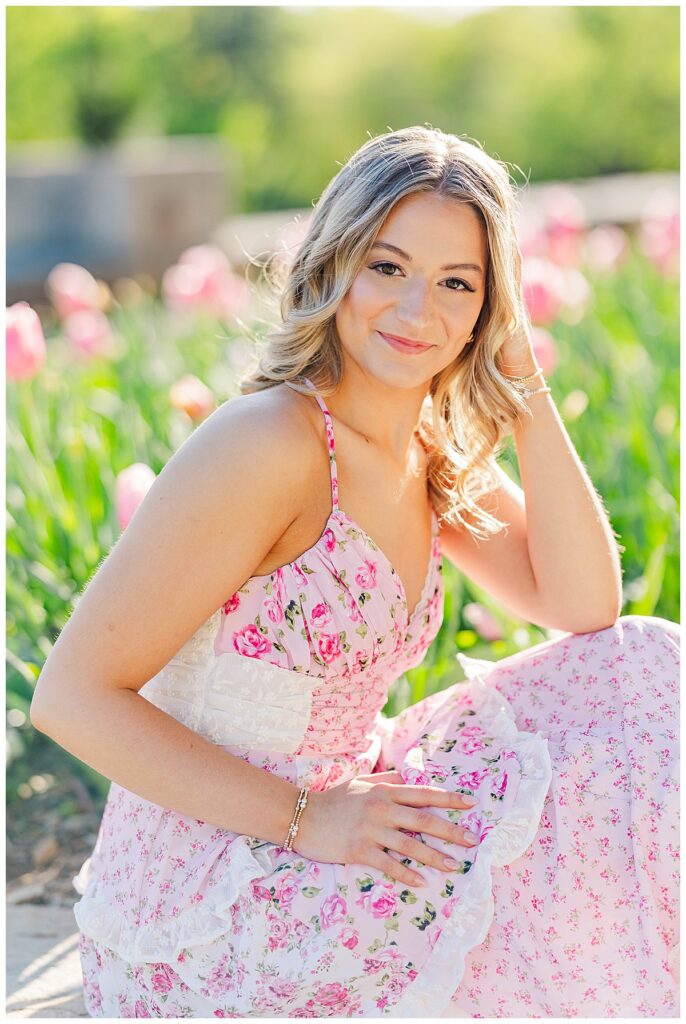 spring senior session at Maymont Park | Pink Alter'd State dress | Richmond senior photographer