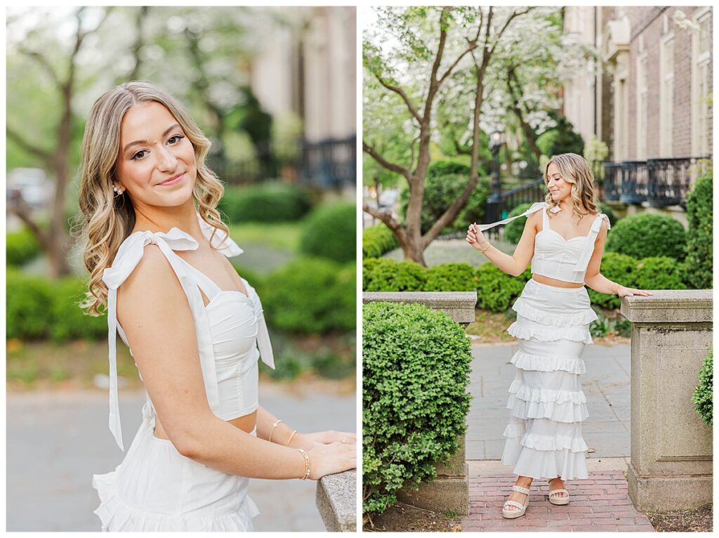 senior portraits on Monument Avenue at the Blue Shutter House