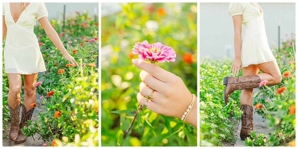senior pictures in a flower field | Richmond senior photographer