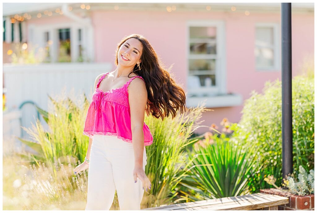 colorful senior session in Virginia Beach | Three Ships Coffee