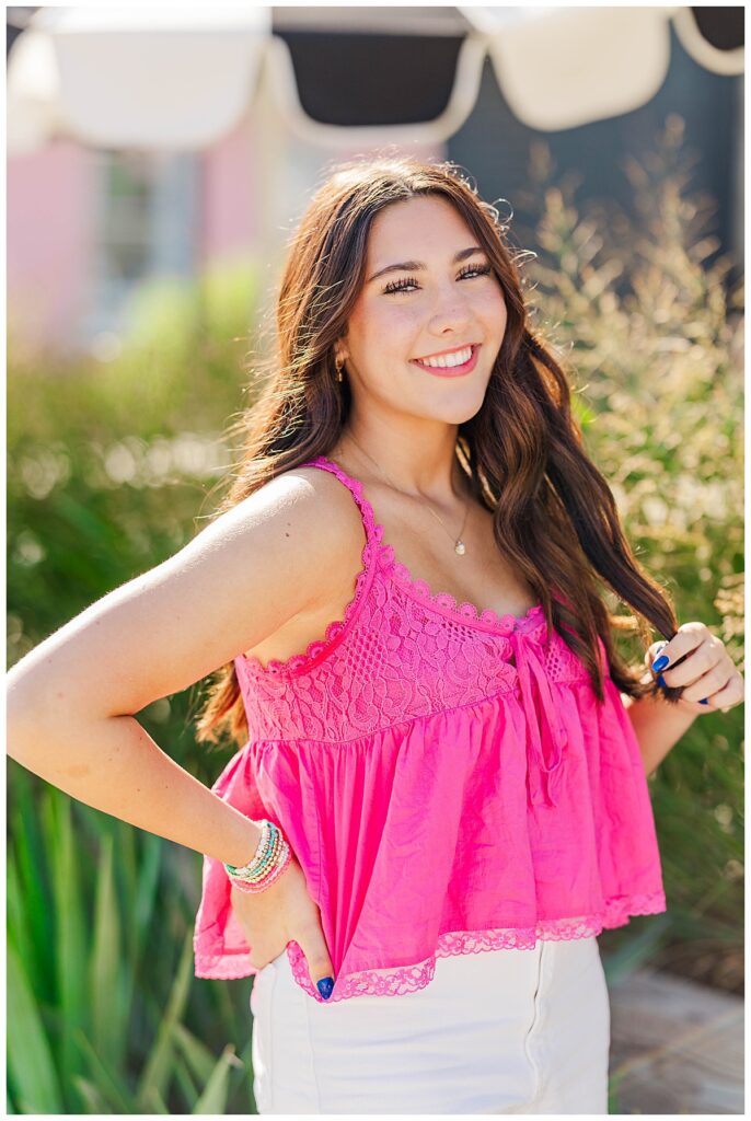 colorful senior session in Virginia Beach | Three Ships Coffee