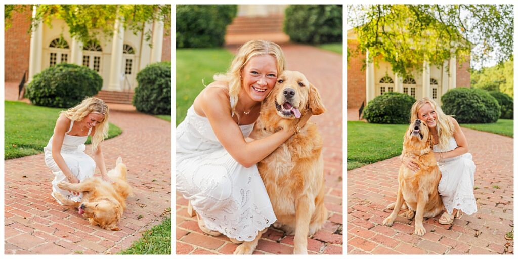 senior photos with golden retriever