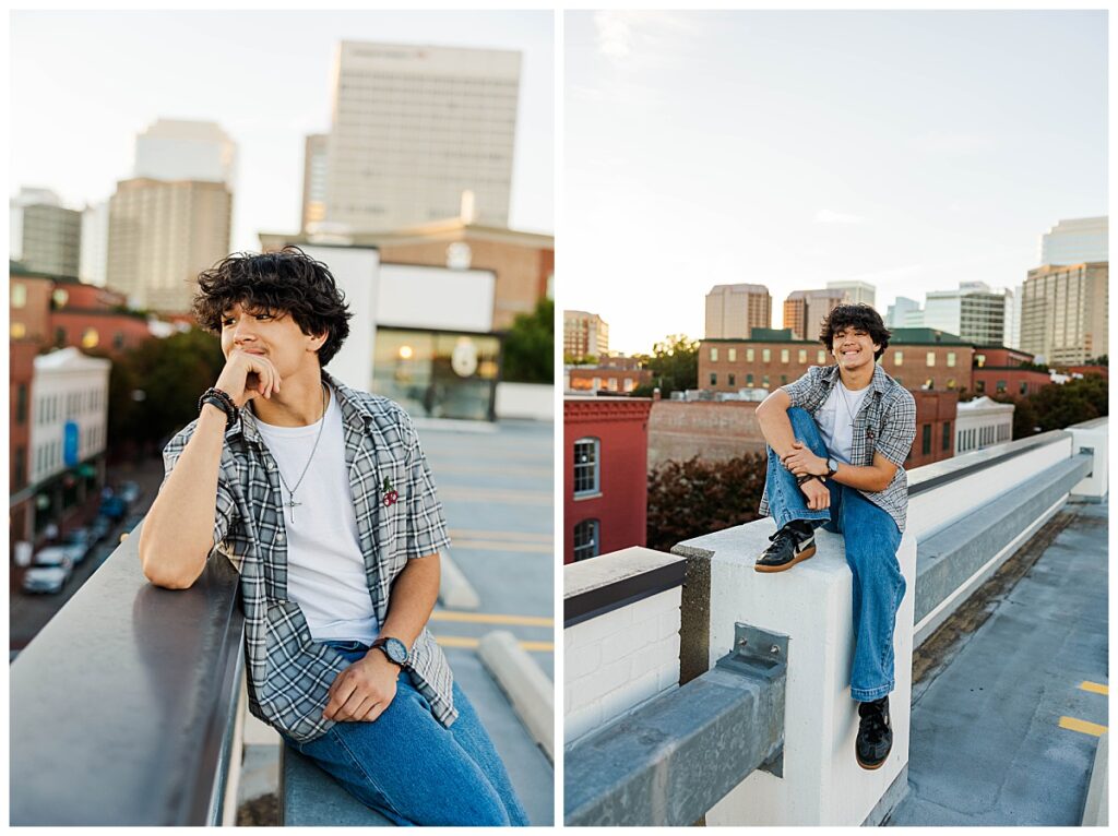 Parking garage senior photos in Richmond, VA