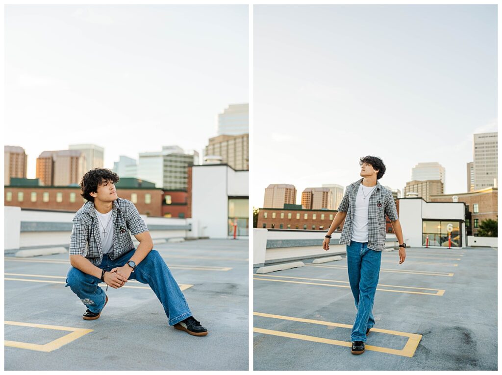 Parking garage senior photos in Richmond, VA