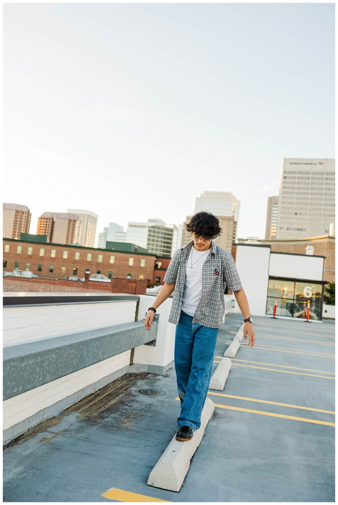 Parking garage senior photos in Richmond, VA
