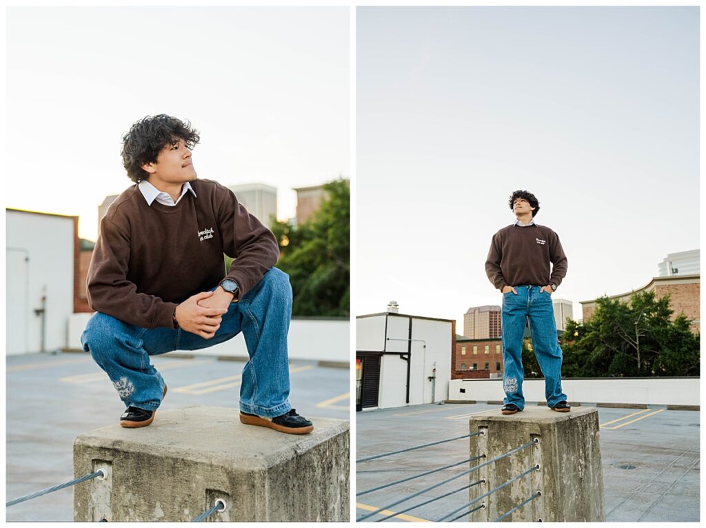 Parking garage senior photos in Richmond, VA