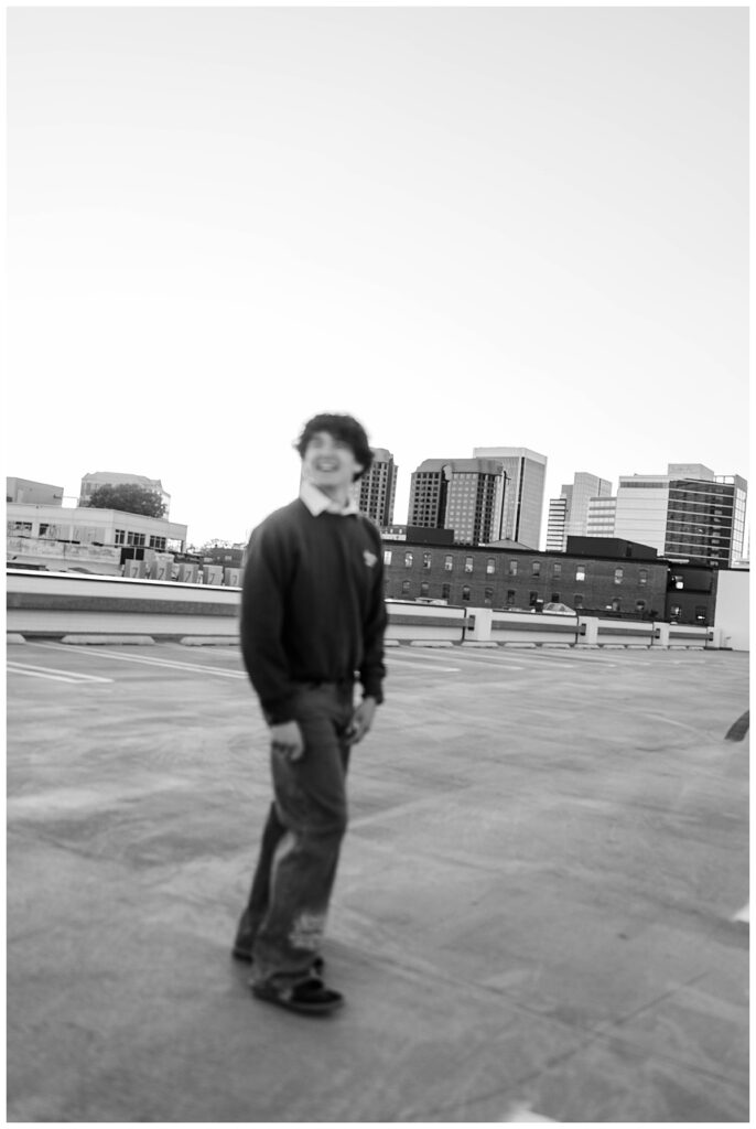 Parking garage senior photos in Richmond, VA