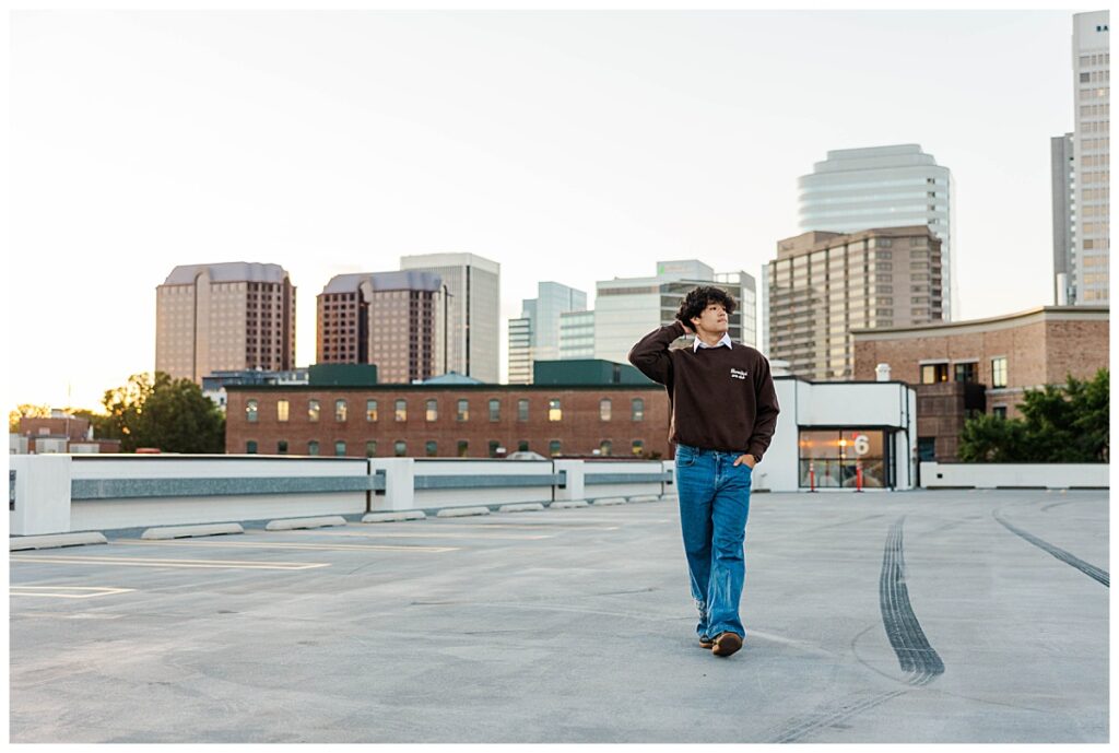 Parking garage senior photos in Richmond, VA